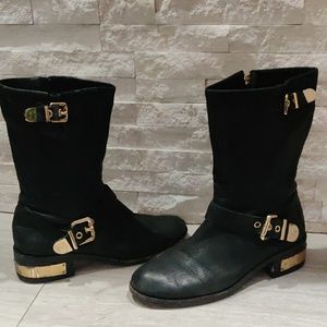 Vince Camuto. Black and gold accent boots